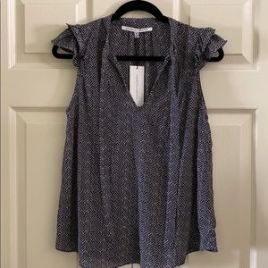 Vici Collective concepts ruffle sleeve tie neck top